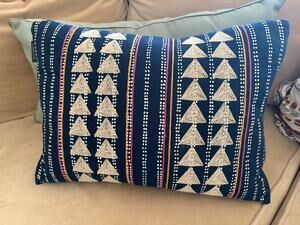 Pendelton Decorative Throw Pillow Navy Tribal Geometric Boho Lumbar Cushion